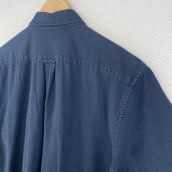 MUJI Shirt Mens XL Washed Oxford Cotton Button Down Short Sleeve Blue - Picture 8 of 13
